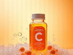 Botol Vitamin C Effervescent dengan gelembung berwarna oren
